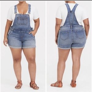 Torrid Shortalls Short Overalls Stretch Denim 14